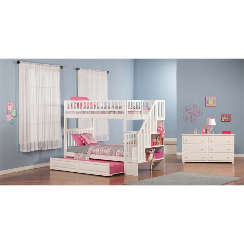 Leo & Lacey Twin Over Twin Staircase Trundle Bunk Bed
