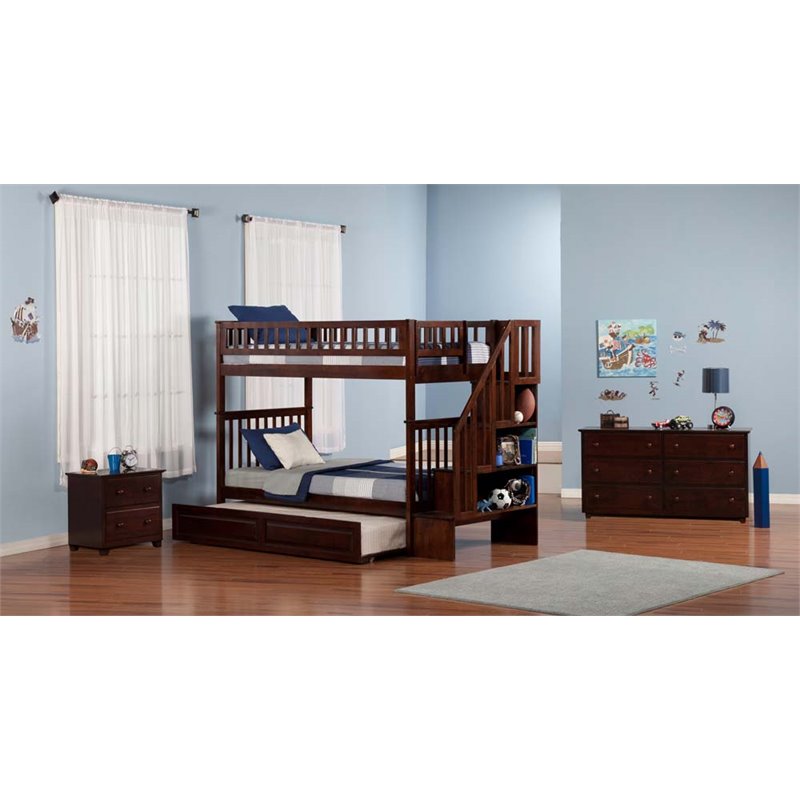 Leo & Lacey Twin Over Twin Staircase Trundle Bunk Bed