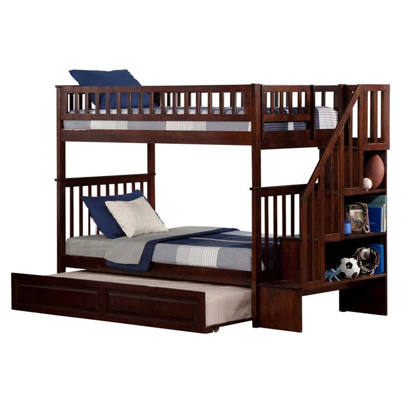 Leo & Lacey Twin Over Twin Staircase Trundle Bunk Bed