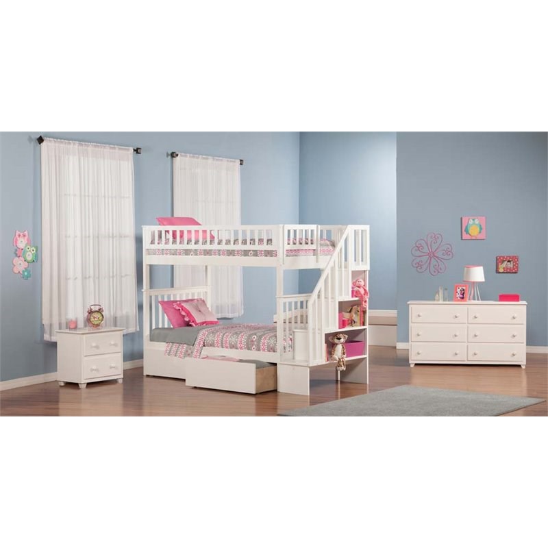 Leo & Lacey Twin Over Twin Staircase Storage Bunk Bed