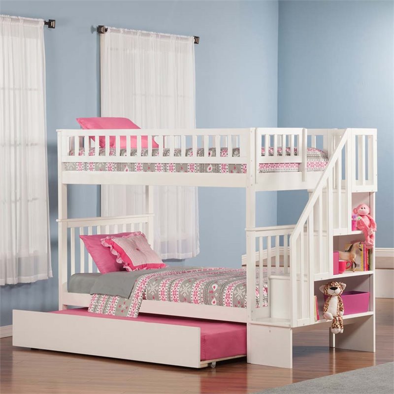 Leo & Lacey Twin Over Twin Staircase Trundle Bunk Bed