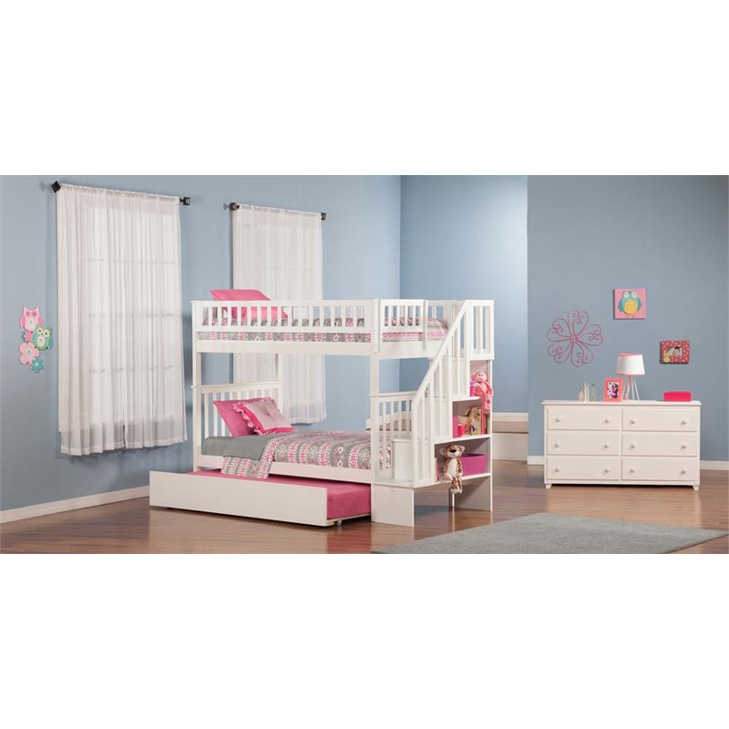Leo & Lacey Twin Over Twin Staircase Trundle Bunk Bed
