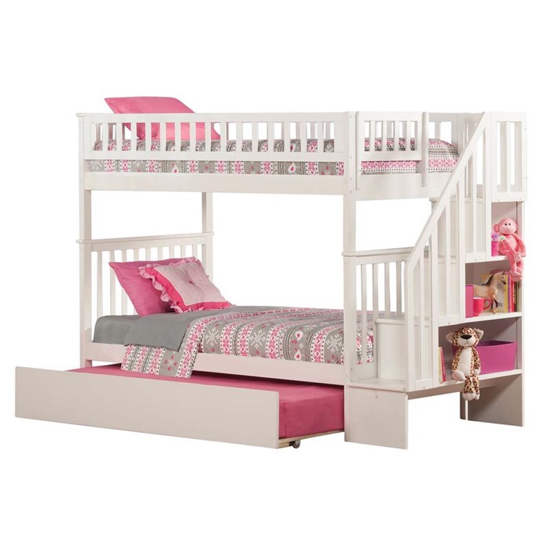 Leo & Lacey Twin Over Twin Staircase Trundle Bunk Bed