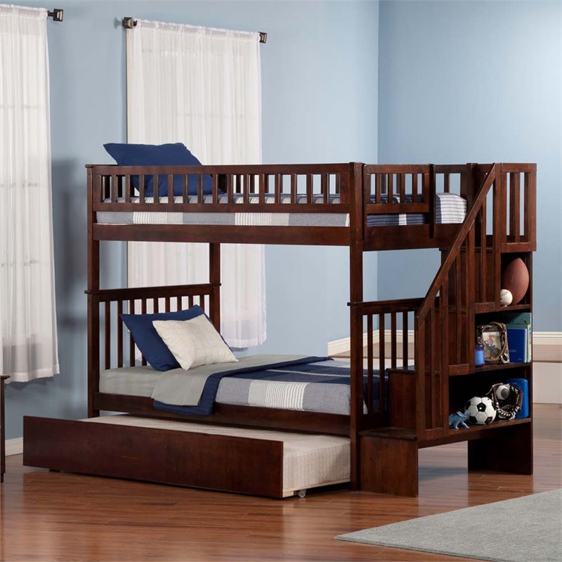 Leo & Lacey Twin Over Twin Staircase Trundle Bunk Bed