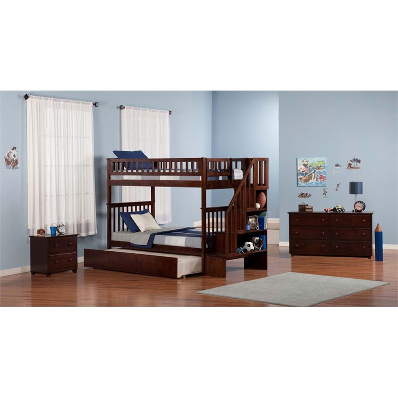Leo & Lacey Twin Over Twin Staircase Trundle Bunk Bed