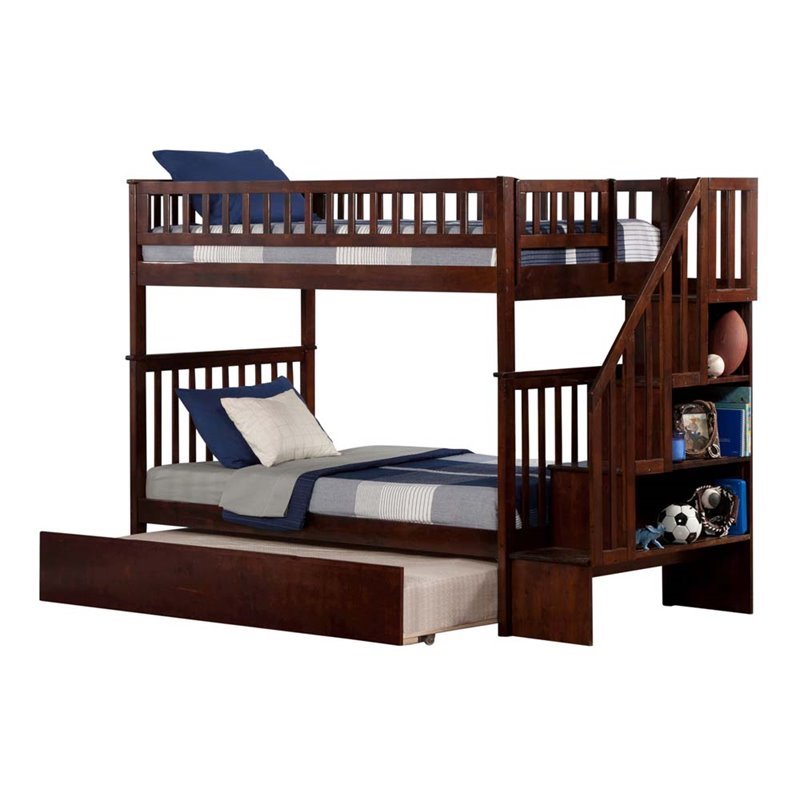 Leo & Lacey Twin Over Twin Staircase Trundle Bunk Bed