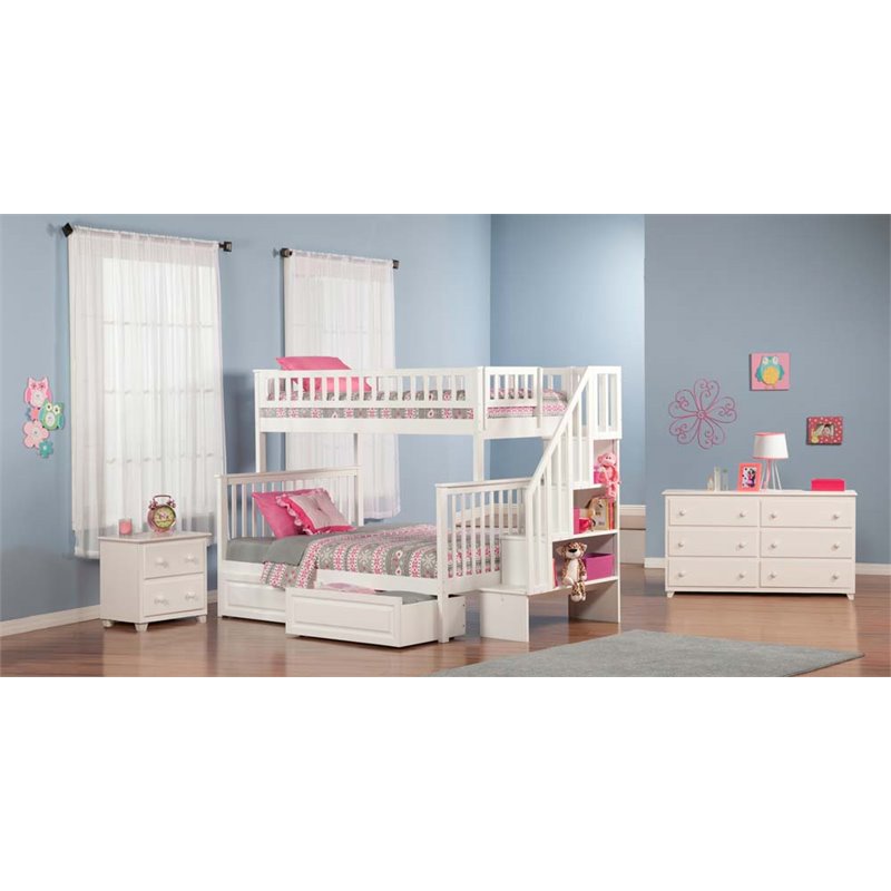 Leo & Lacey Twin Over Full Staircase Storage Bunk Bed