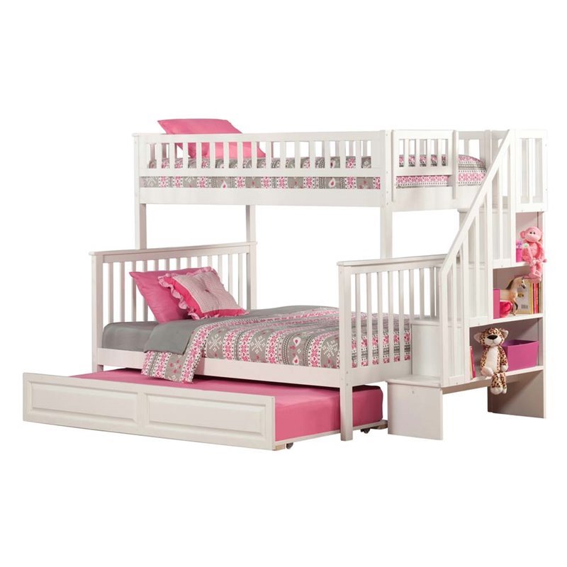 Leo & Lacey Twin Over Full Staircase Trundle Bunk Bed