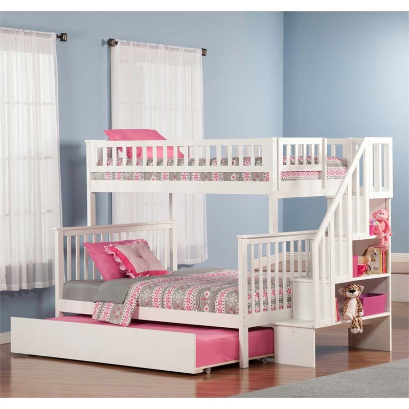 Leo & Lacey Twin Over Full Staircase Trundle Bunk Bed