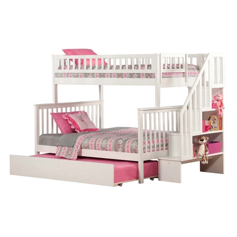 Leo & Lacey Twin Over Full Staircase Trundle Bunk Bed