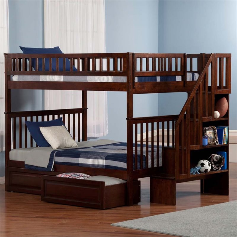 Leo & Lacey Full Over Full Staircase Storage Bunk Bed