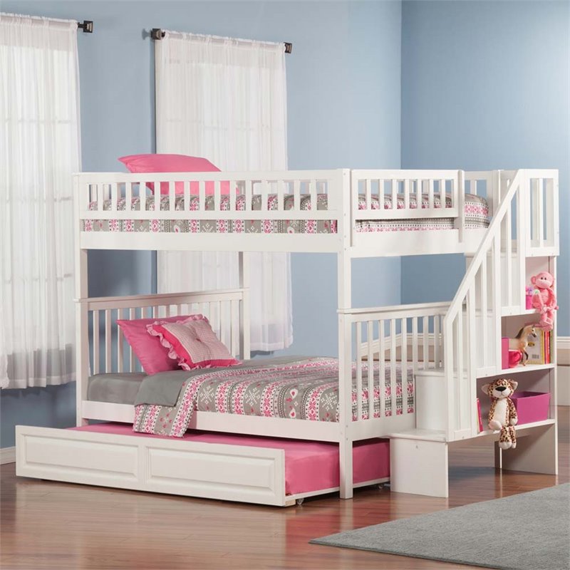 Leo & Lacey Full Over Full Staircase Trundle Bunk Bed