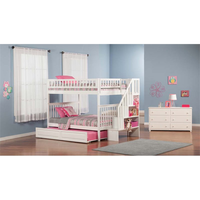 Leo & Lacey Full Over Full Staircase Trundle Bunk Bed