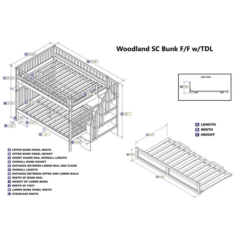 Leo & Lacey Full Over Full Staircase Trundle Bunk Bed