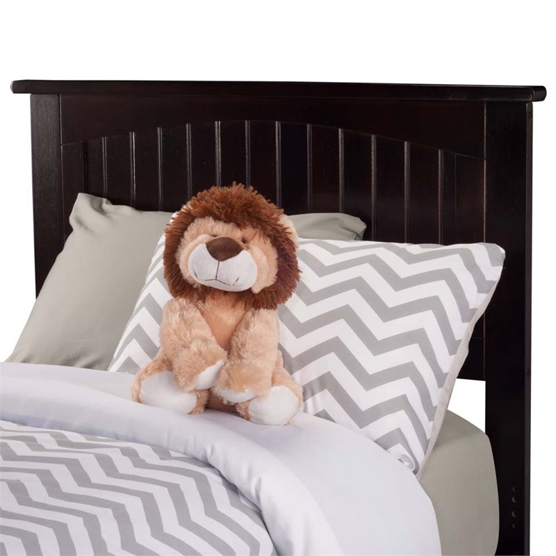 Leo & Lacey Mid-Century Wood Twin Panel Headboard in Espresso