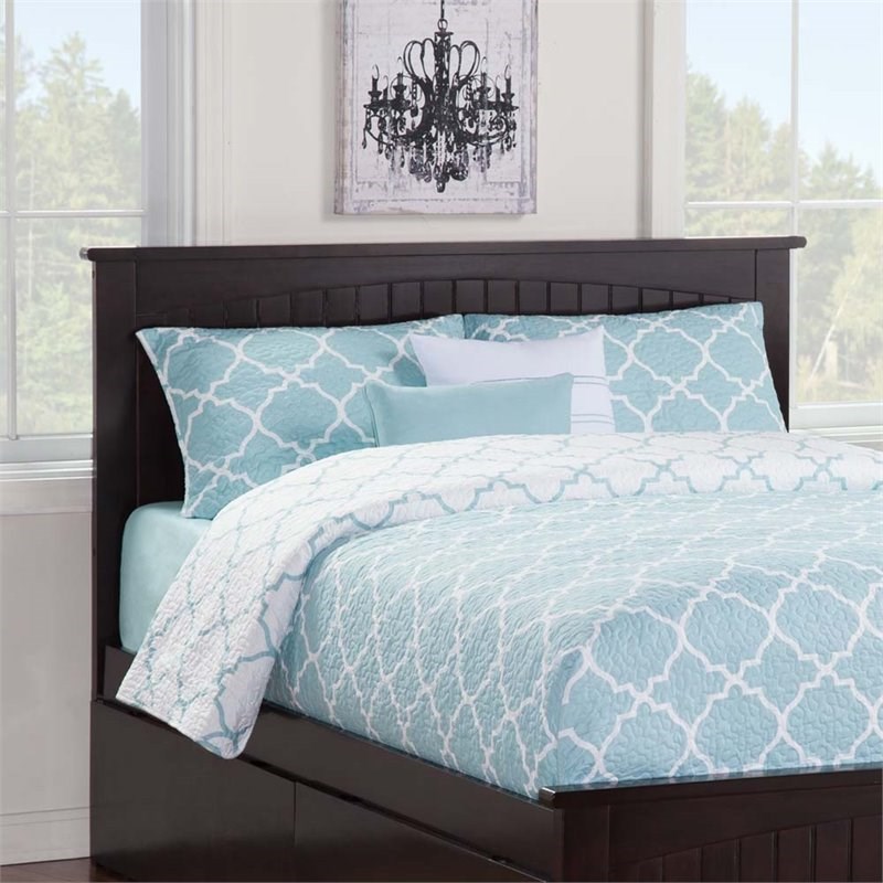 Leo & Lacey Modern Solid Hardwood/Veneers Full Panel Headboard in Espresso