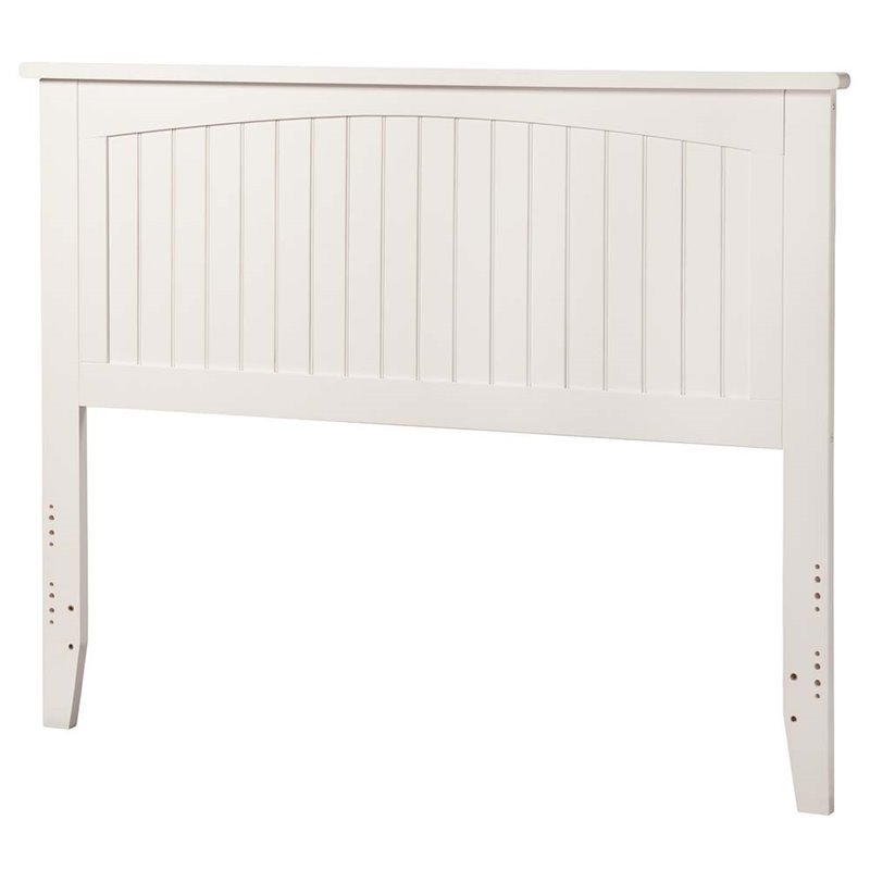 Leo & Lacey Modern Wood Full Panel Headboard with USB Charging Station in White