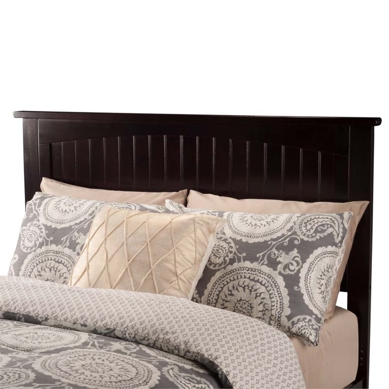 Leo & Lacey Modern Solid Hardwood Queen Size Panel Headboard in Espresso