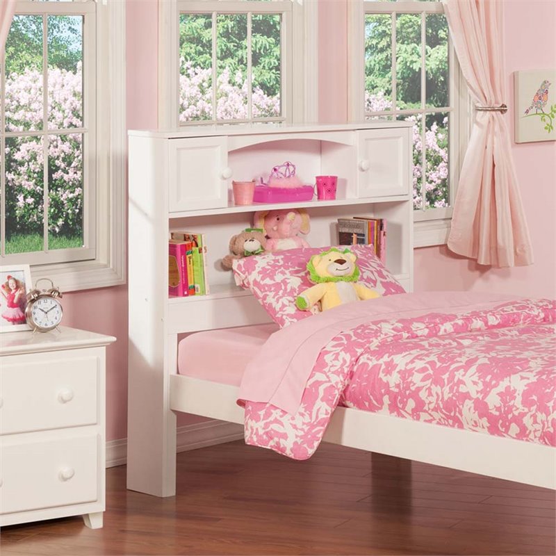 Leo & Lacey Modern Solid Hardwood Twin Bookcase Headboard in White