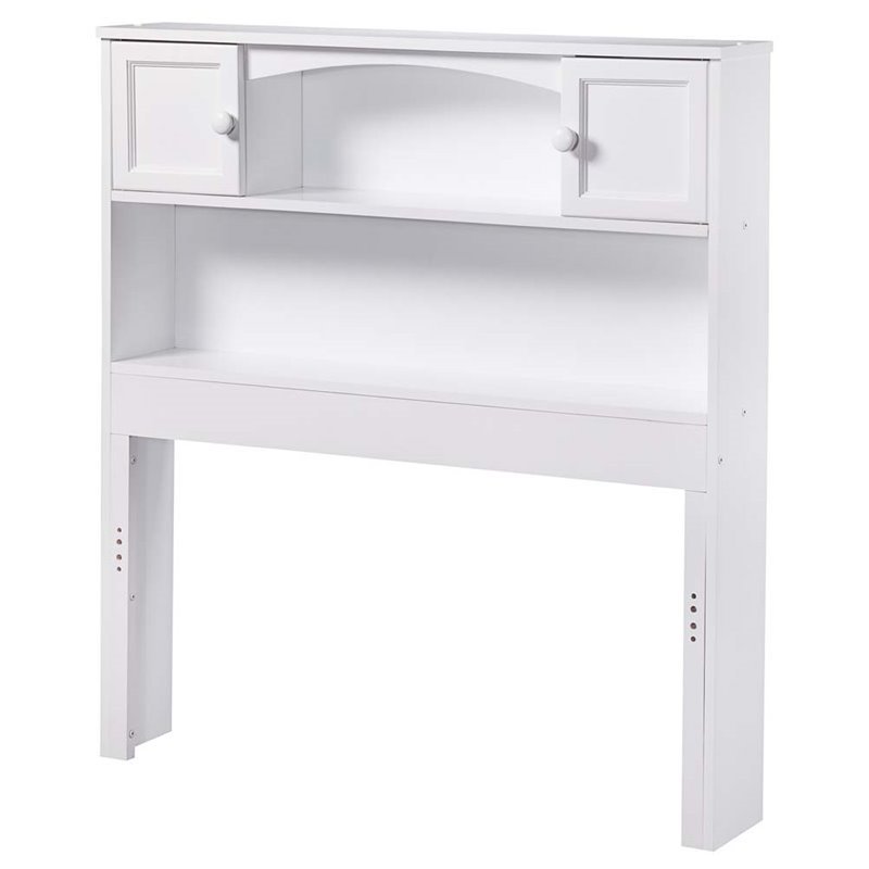 Leo & Lacey Modern Solid Hardwood Twin Bookcase Headboard in White