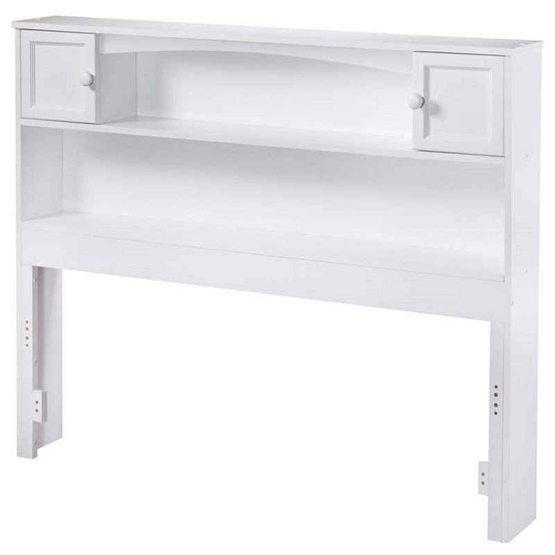 Leo & Lacey Modern Solid Hardwood Full Bookcase Headboard in White
