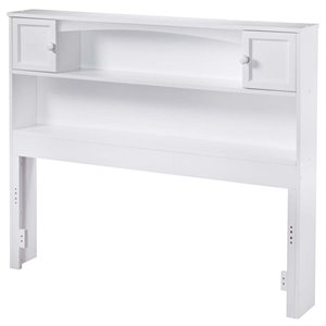 Leo & Lacey Modern Solid Hardwood Full Bookcase Headboard in White