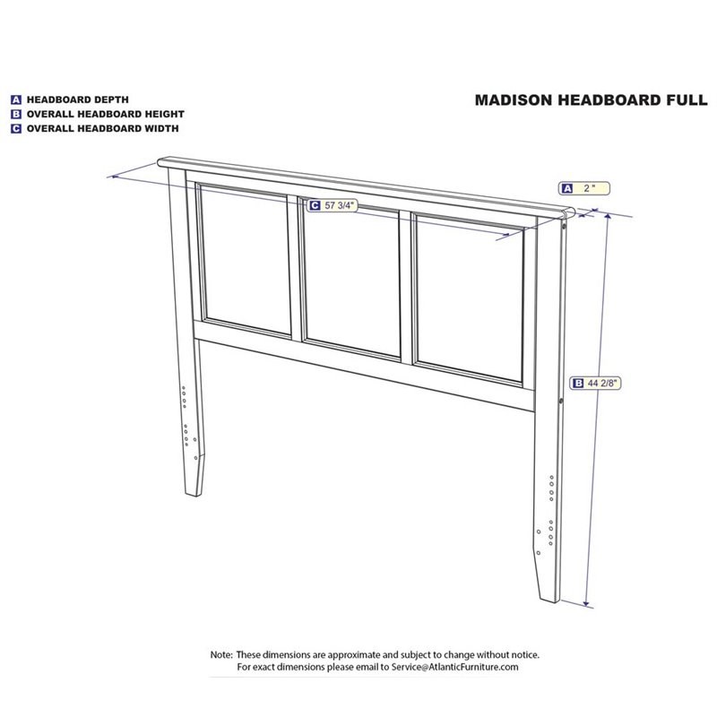 Leo & Lacey Madison Full Solid Wood Panel Headboard in Walnut