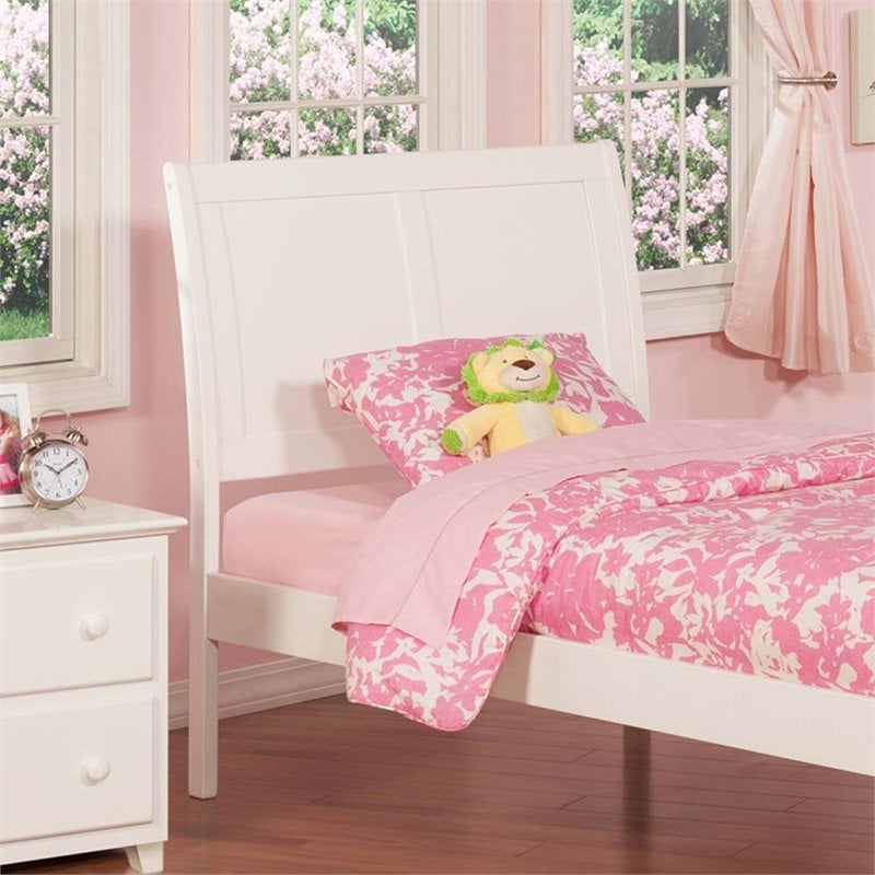 Leo & Lacey Portland Twin Sleigh Wood Headboard in White