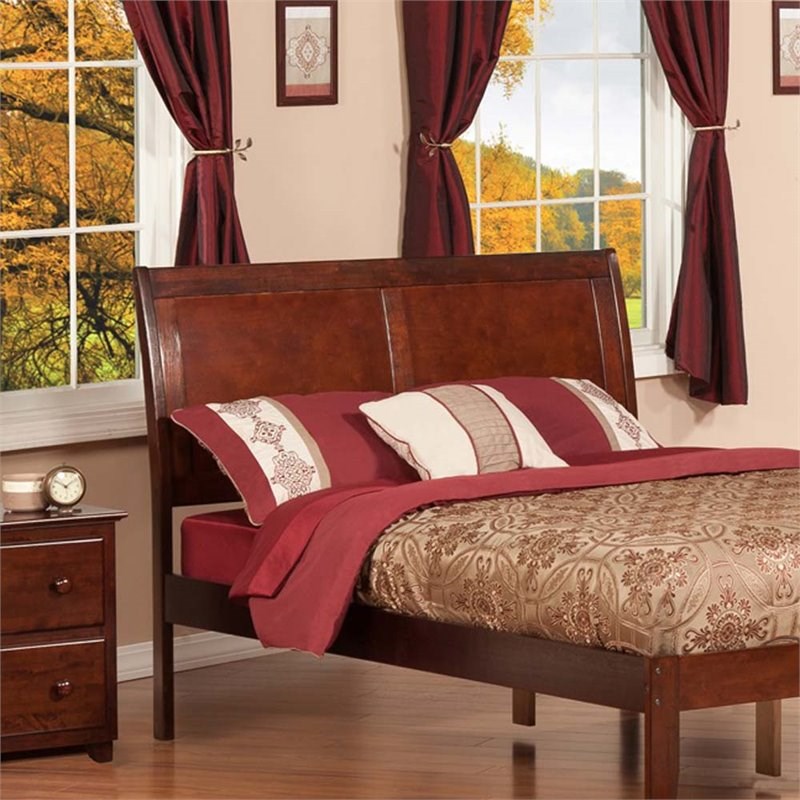 Leo & Lacey Portland Full Sleigh Wood Headboard in Walnut