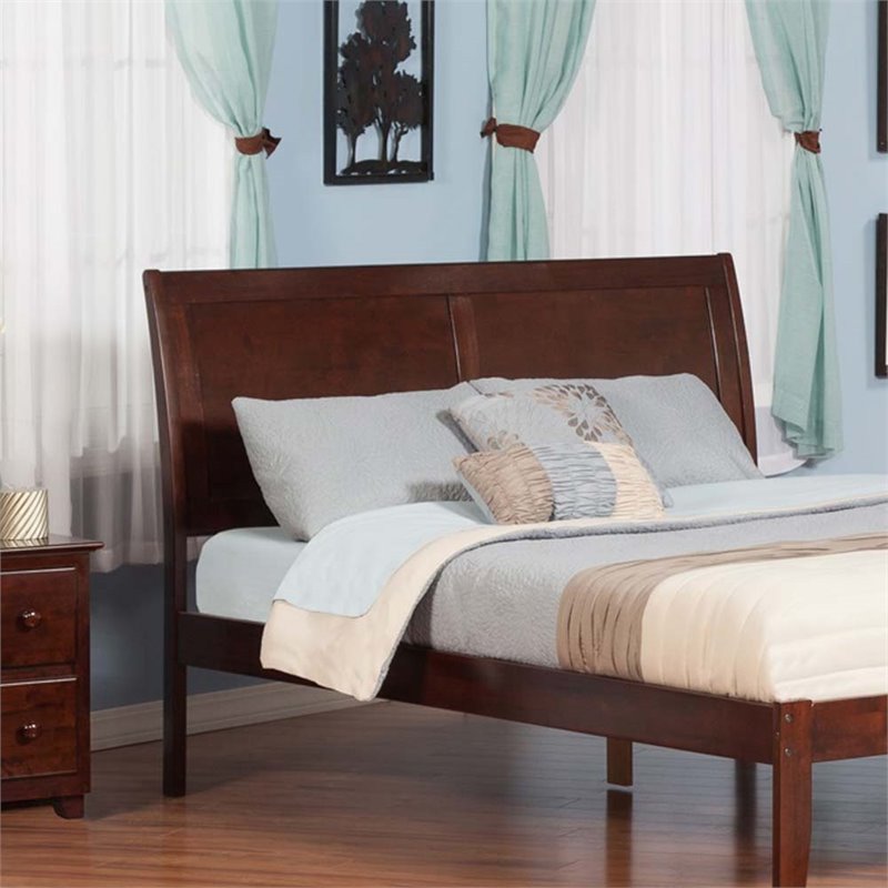 Leo & Lacey Portland Queen Sleigh Wood Headboard in Walnut