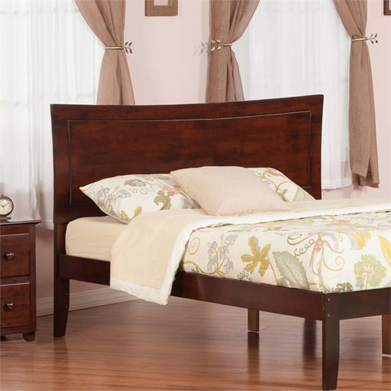 Leo & Lacey Modern Solid Hardwood Queen Panel Headboard in Walnut