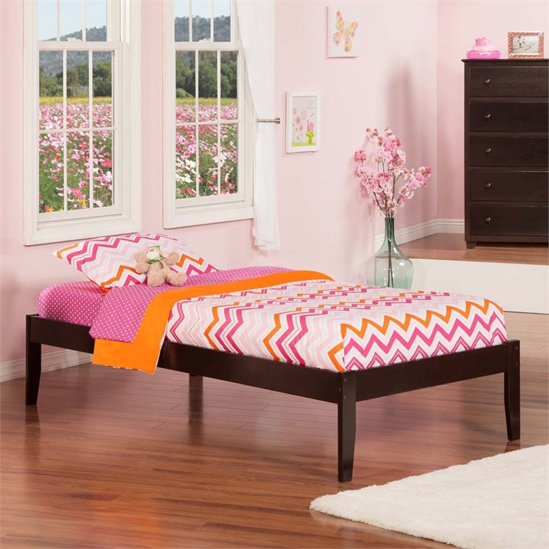 Leo & Lacey Solid Wood Twin XL Platform Bed in Espresso