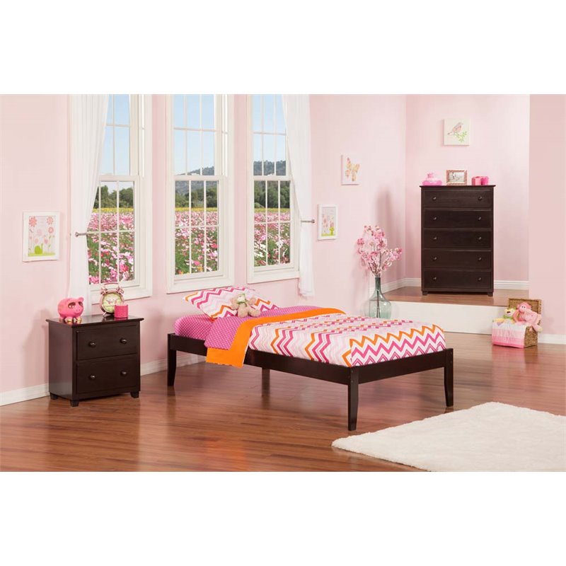 Leo & Lacey Solid Wood Twin XL Platform Bed in Espresso