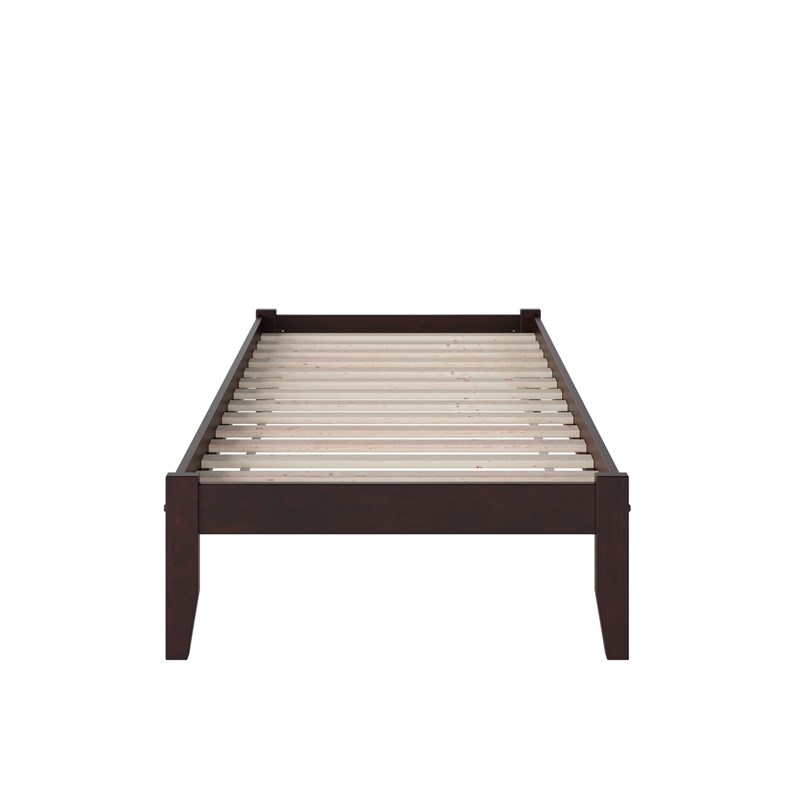 Leo & Lacey Solid Wood Twin XL Platform Bed in Espresso