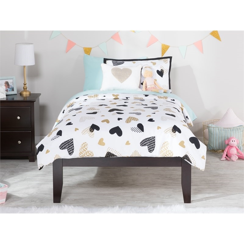 Leo & Lacey Solid Wood Twin XL Platform Bed in Espresso