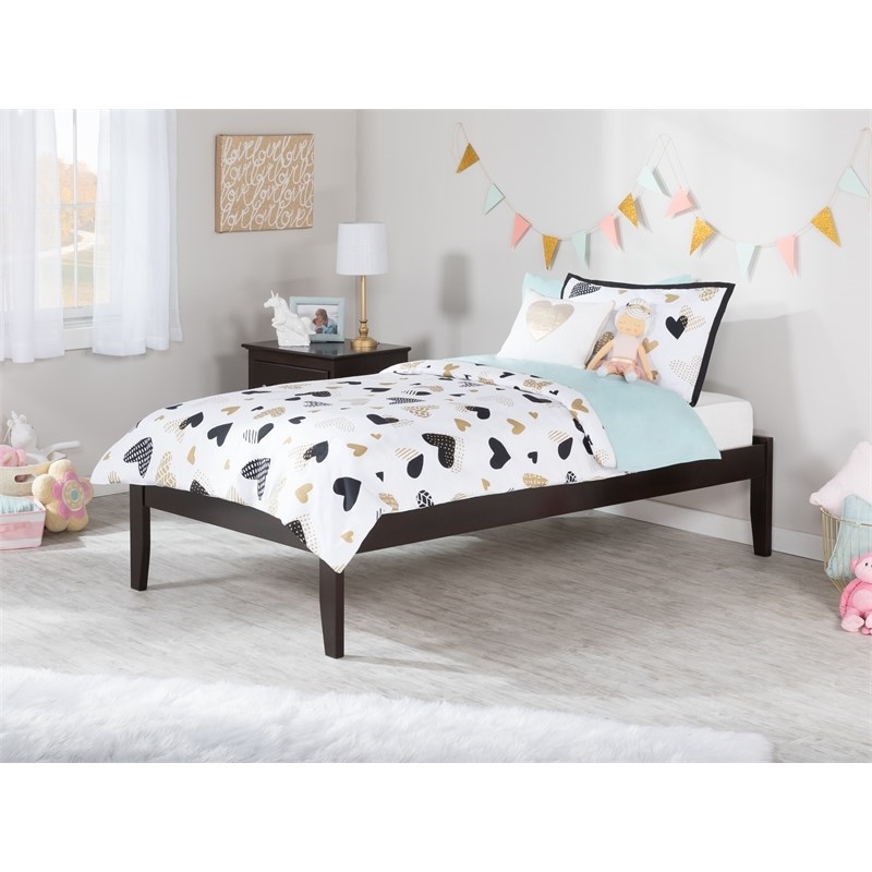 Leo & Lacey Solid Wood Twin XL Platform Bed in Espresso