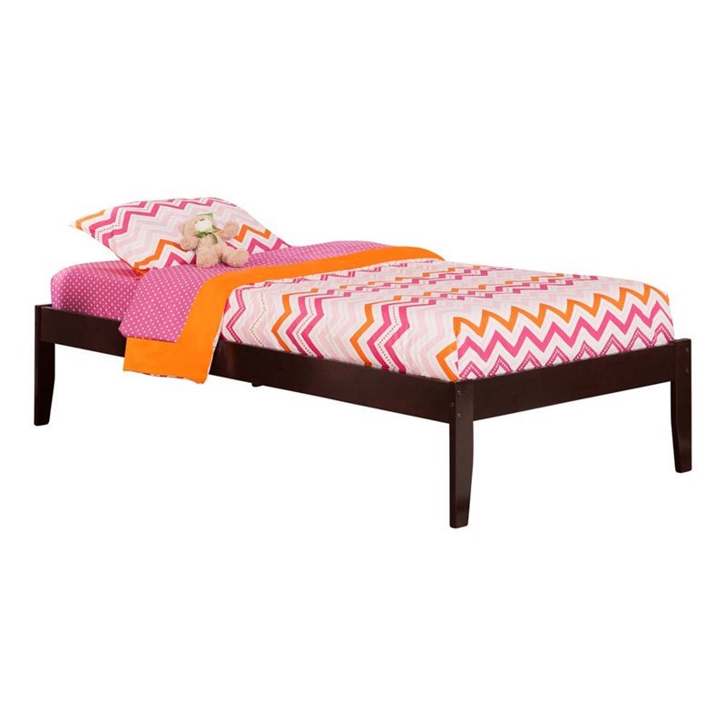 Leo & Lacey Solid Wood Twin XL Platform Bed in Espresso