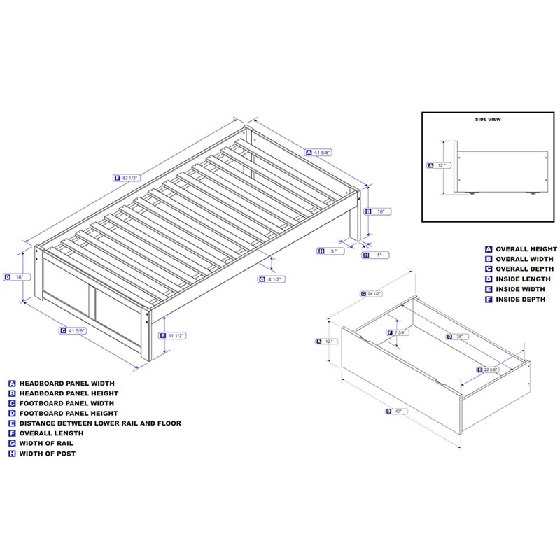 Leo & Lacey Solid Wood Twin XL Storage Platform Bed in Espresso