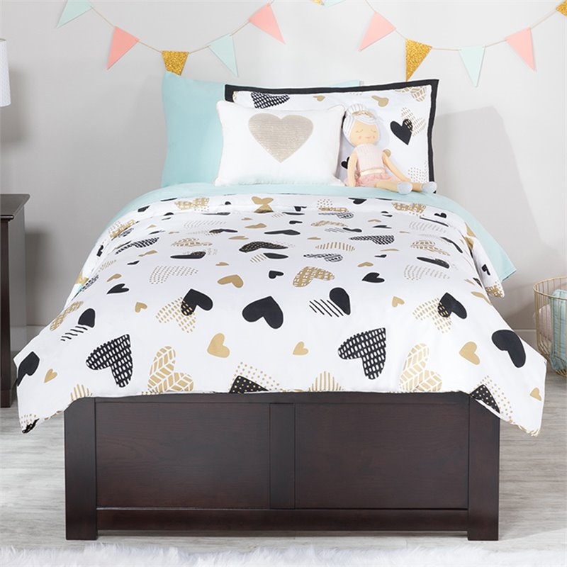 Leo & Lacey Solid Wood Twin XL Storage Platform Bed in Espresso