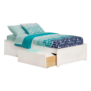 Leo & Lacey Solid Wood Urban Twin XL Storage Platform Bed in White
