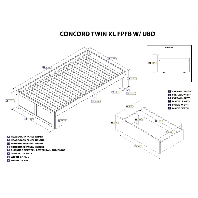 Leo & Lacey Solid Wood Urban Twin XL Storage Platform Bed in White