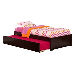 leo & lacey wooden platform bed with trundle in espresso