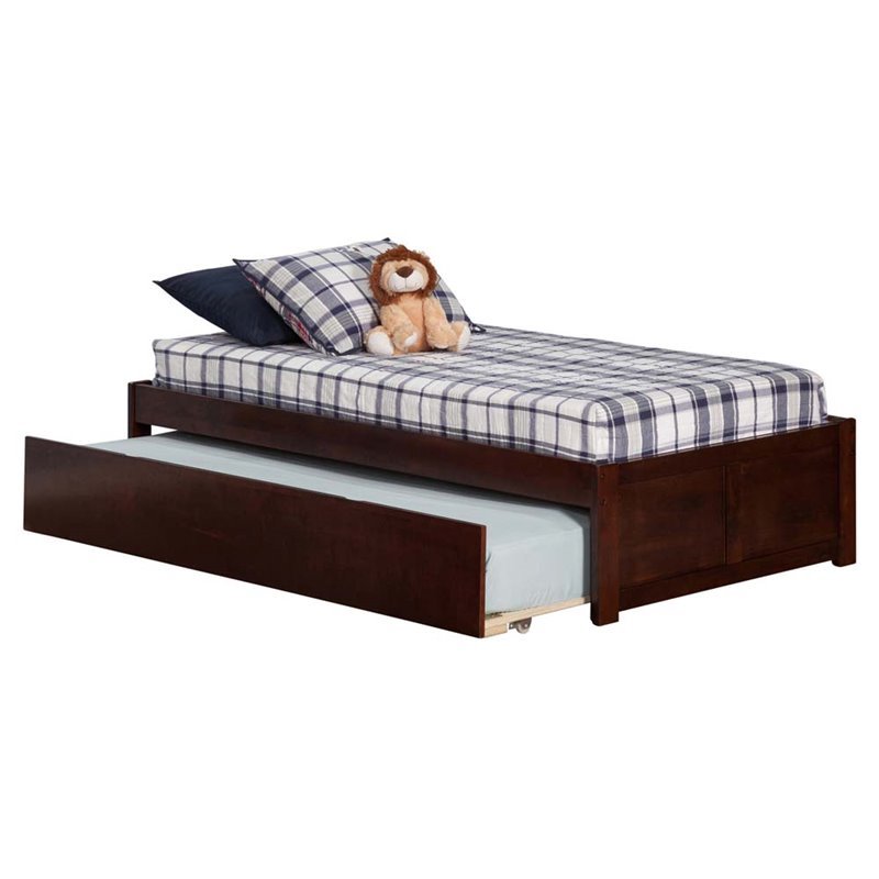 Leo & Lacey Urban Twin Trundle Platform Bed in Walnut