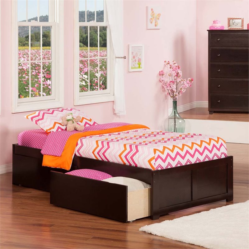 Leo & Lacey Urban Twin Storage Platform Bed in Espresso