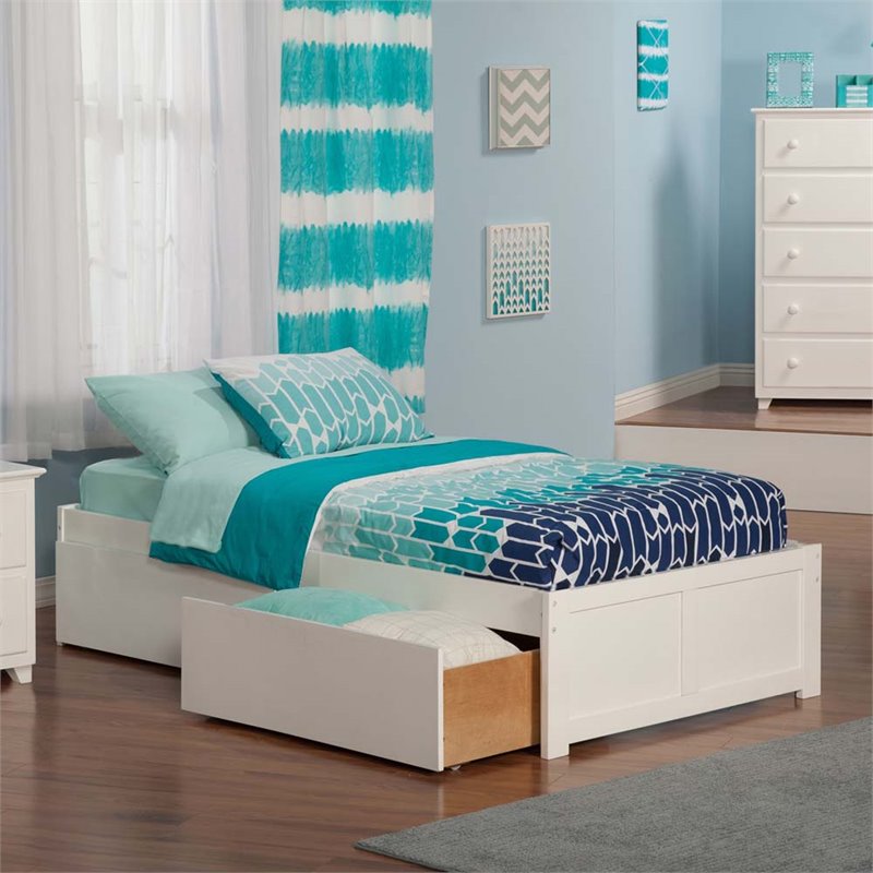 Leo & Lacey Urban Twin Storage Platform Bed in White