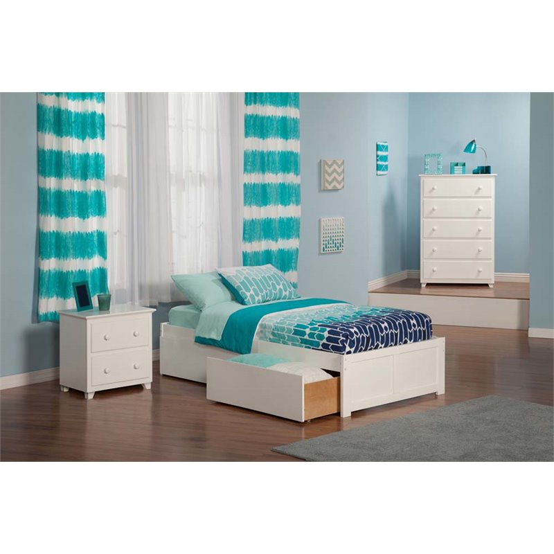 Leo & Lacey Urban Twin Storage Platform Bed in White