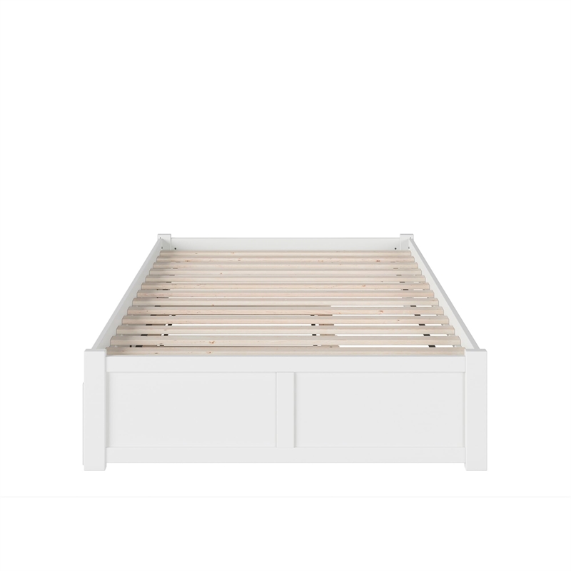 Leo & Lacey Transitional Solid Wood Platform Bed with Twin Trundle in White