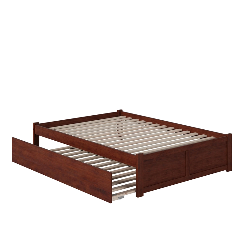 Leo & Lacey Urban Full Trundle Platform Bed in Walnut