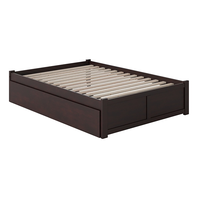 Leo & Lacey Solid Wood Urban Full Storage Platform Bed in Espresso