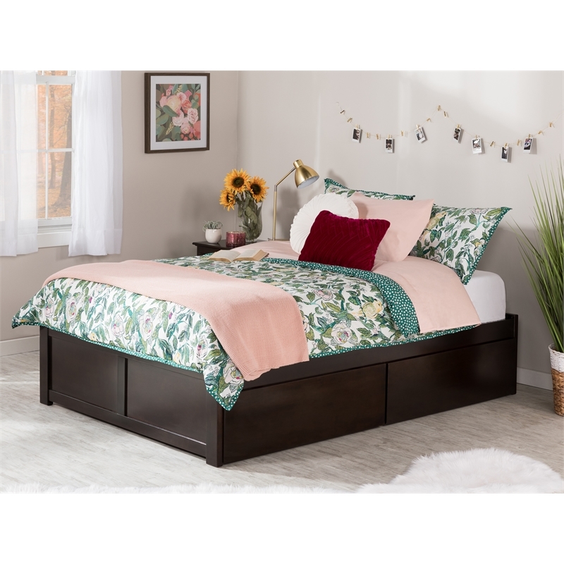 Leo & Lacey Solid Wood Urban Full Storage Platform Bed in Espresso